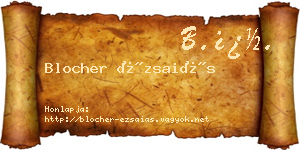 Blocher Ézsaiás névjegykártya